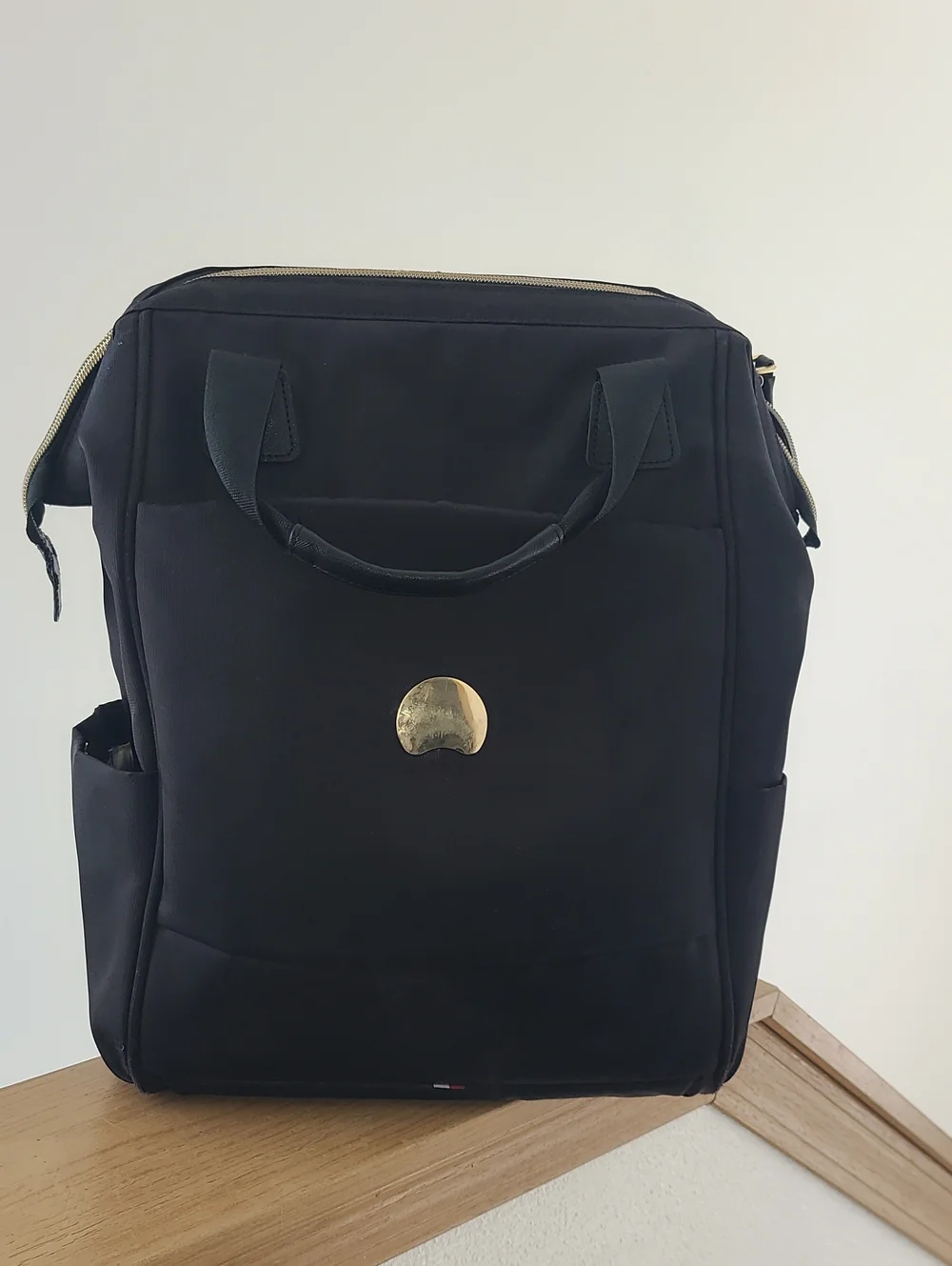Delsey Paris Black Laptop Backpack with Gold Accent